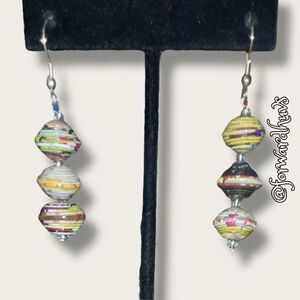 Bundle Sale 3 for $15 | Handcrafted Paper Bead Dangle Earrings